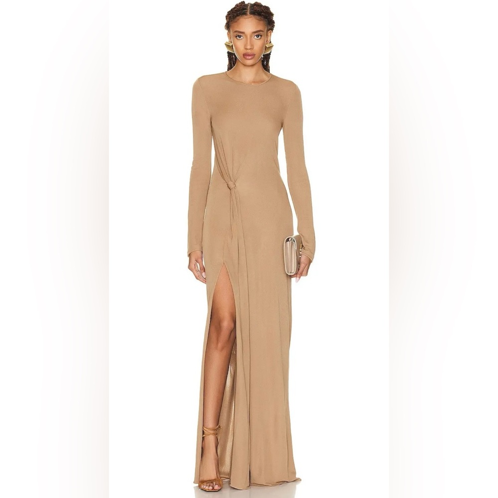 💯Authentic SAINT LAURENT Natural Beige Side Knot Gown, Seen on TV on EMMA ROBERT - Picture 5 of 17